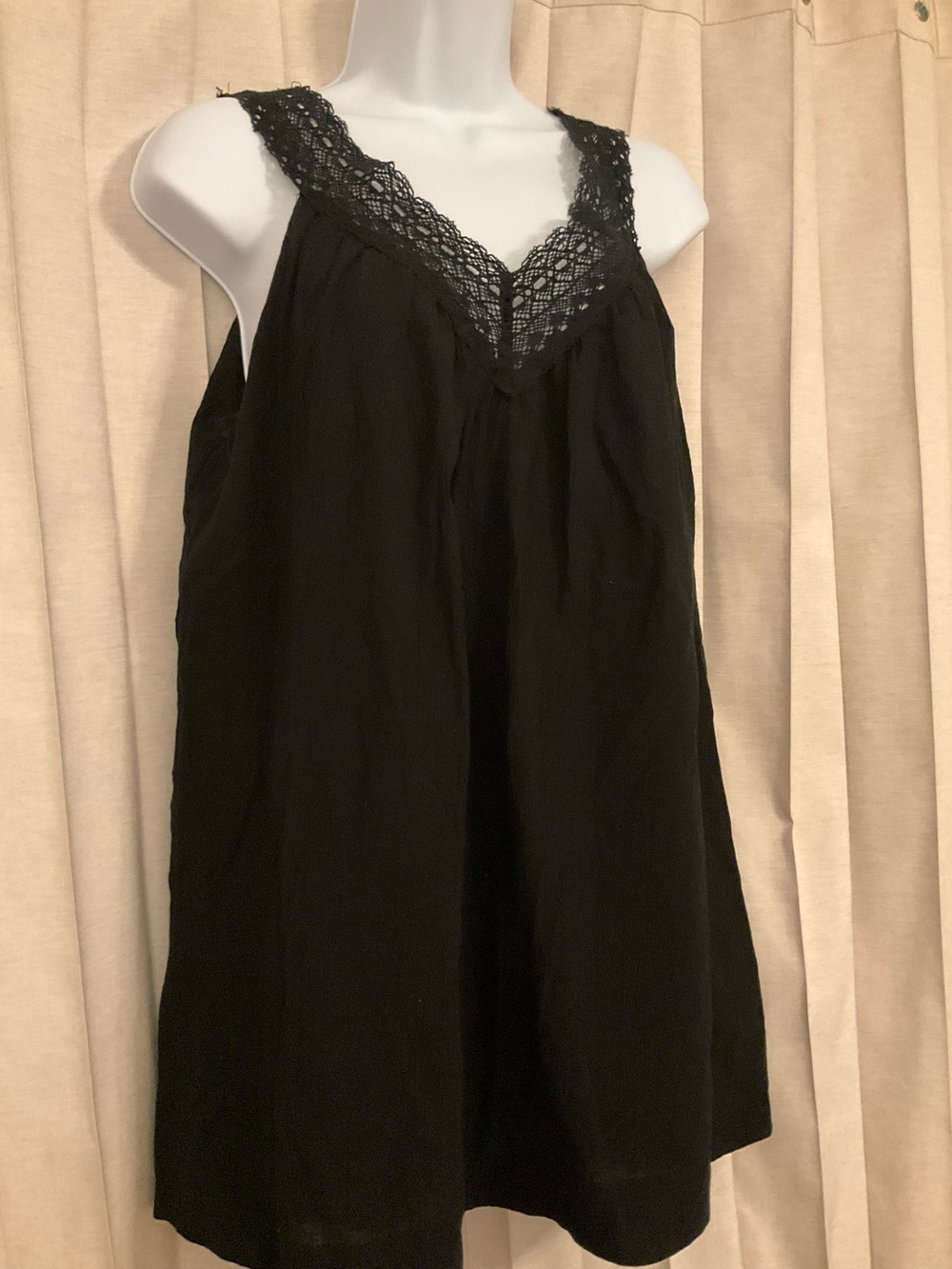 wild fable Black Lace-Trim Sleep Chemise